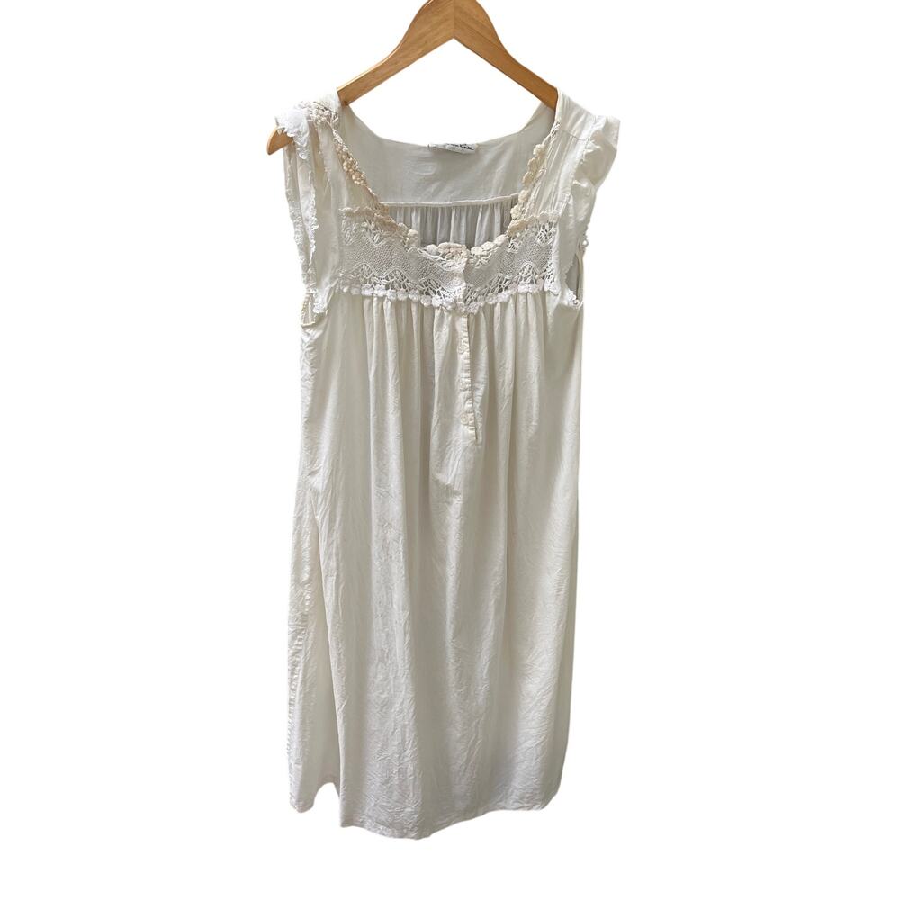 Vintage Oscar de la Renta ivory Cotton Full Length Nightgown Sz M